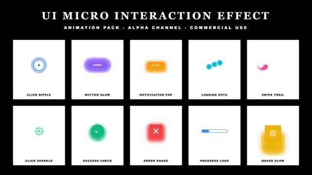 UI Micro Interaction Effects Pack: Buttons, Loading, Errors, Success