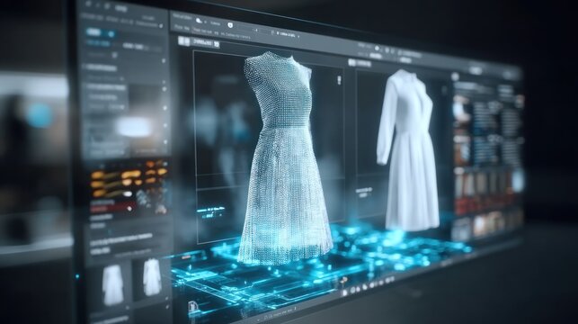 Fashion design software interface rendering dress