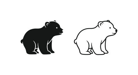 Black and White Bear Cub Illustrations Vector © Sapla