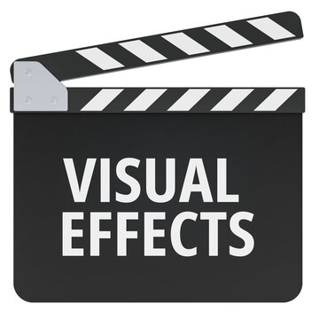 Visual Effects concept with film clapperboard. 3D rendering