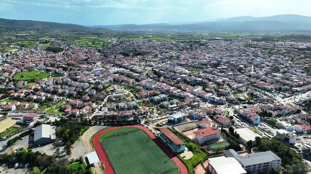 Urla Izmir Turkey Aerial Drone Footage | Town Center, Streets, Houses and Daily Life 4K