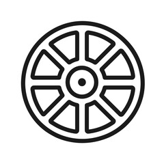 Obraz premium Wheel Spokes Outline Icon, Black Line Art, Transparent Background