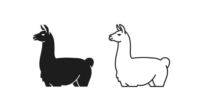 Llamas Icon Design: Black and White Silhouette Vector