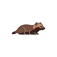 Fototapeta premium Minimalist flat design marten vector icon, showcasing a sleek brown mustelid in a stylized pose, perfect for animal-themed graphics and emblems