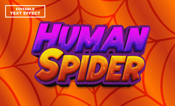 Human spider text, editable text effect template, 3d bold cartoon text style