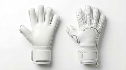 Obraz premium Pair of white goalkeeping gloves on a white background