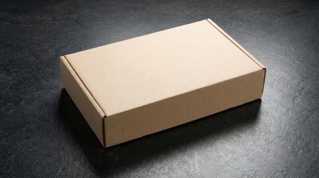 Close up of a closed cardboard packaging box mockup