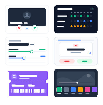 Set of Modern Flat UI and UX Interface Design Components