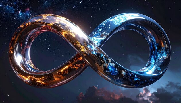 Infinity Symbol with Cosmic Colors and Stars.
