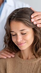 Fototapeta premium Hair loss consultation and treatment with expert diagnosis