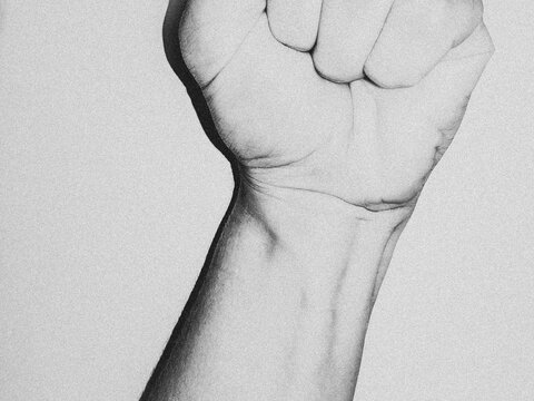 black and white image of a hand