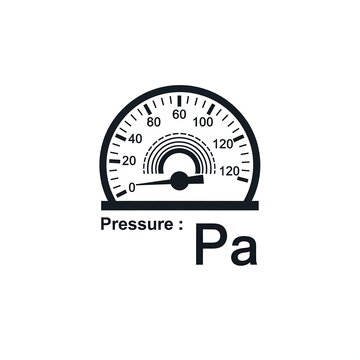 Illustration of a Pressure Gauge Icon Showing Zero Reading with pressure Pa Text