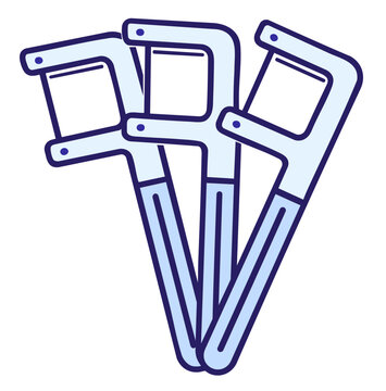 Dental floss picks for cleaning between teeth &mdash; plastic floss sticks removing plaque and food from interdental spaces, oral hygiene tool