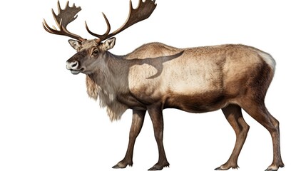 Fototapeta premium Majestic male moose with impressive broad antlers standing in profile