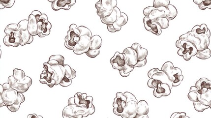 Seamless Pattern of Delicious Popcorn Kernels.