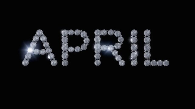 ダイヤモンド誕生石4月立体ロゴ黒背景