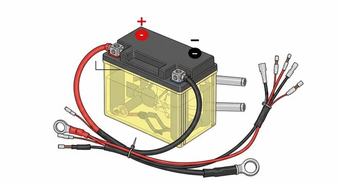 Battery with electrical wiring diagram