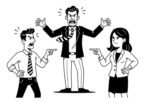 Angry business people arguing and pointing fingers at each other