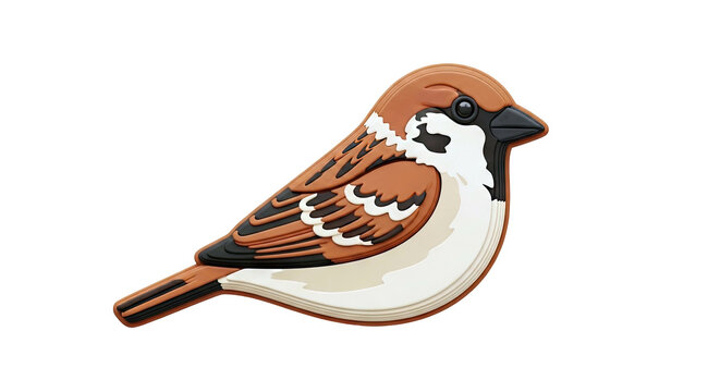 3D Rendered Sparrow Silhouette with Layered Texture