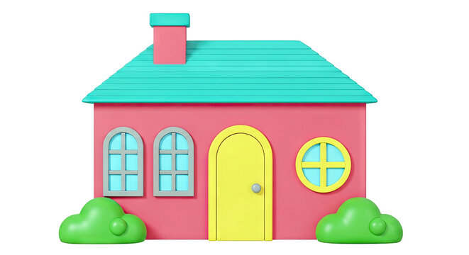 3D cartoon house illustration
