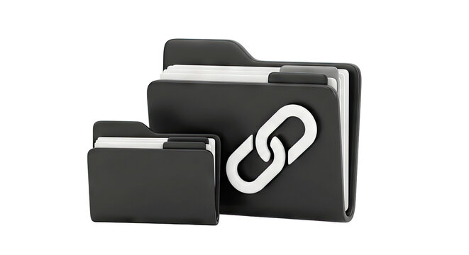3D Black Folders with Link Icon
