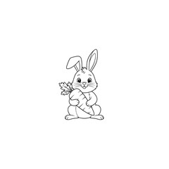 Obraz premium Cartoon rabbit holding carrot