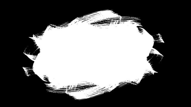 Grunge Brush Stroke Stop Motion Animation on a Transparent Background, Hand-drawn grunge brush texture, Paint the white brush background and your text with an alpha channel.