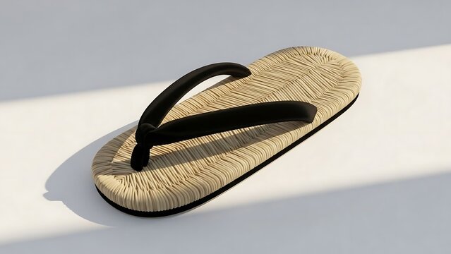 Minimalist Flip-Flop on White Surface with Shadow.