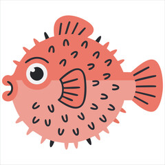 Puffer Fish Cartoon Icon Vector For Marine Life And Ocean Animal Graphics © azzedine