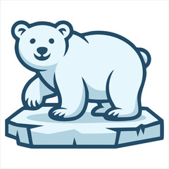 Fototapeta premium Arctic Mammal On Frozen Block Flat Vector Art For North Pole Animal Graphics