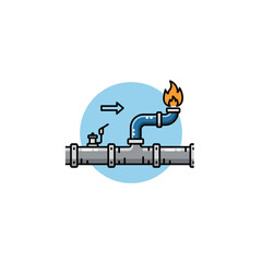 Naklejka premium Industrial pipeline gas flare system icon