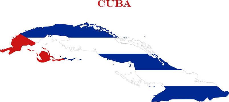 Cuba Map Flag Caribbean National Vector Outline Lone Star Design