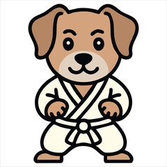 Fototapeta premium Canine Martial Artist Character Demonstrating Combat Stance in Playful Cartoon Graphic