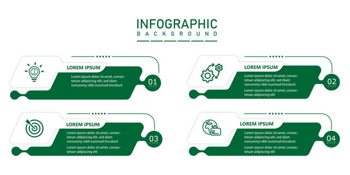 Infographic modern template with 4 steps timeline diagram | Green diagram business progress presentation