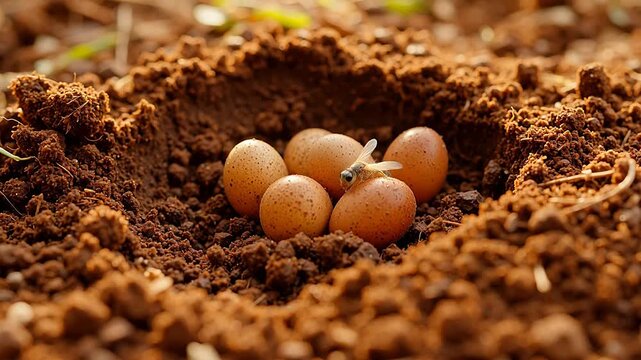 Eggs in Nest on Soil