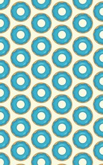 Fototapeta premium Donut pattern with topping cream taro or mint flavor, sweet snack food