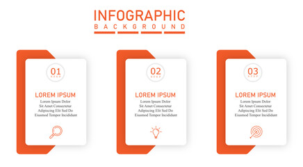 Obraz premium Flat design business infographic timeline with arrows, 3-step process diagram for reports and corporate presentations.