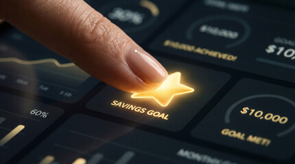 Savings goal planning high level success concept