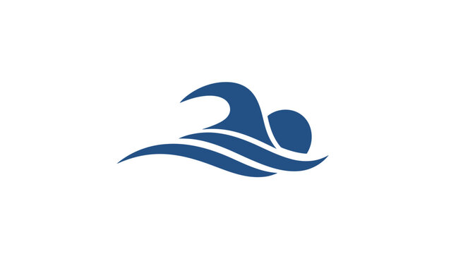 Swimmer logo design swimming motion blue.