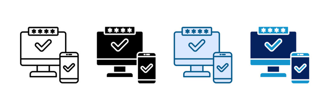 Two Factor Authentication Icon Set Multiple Style Collection
