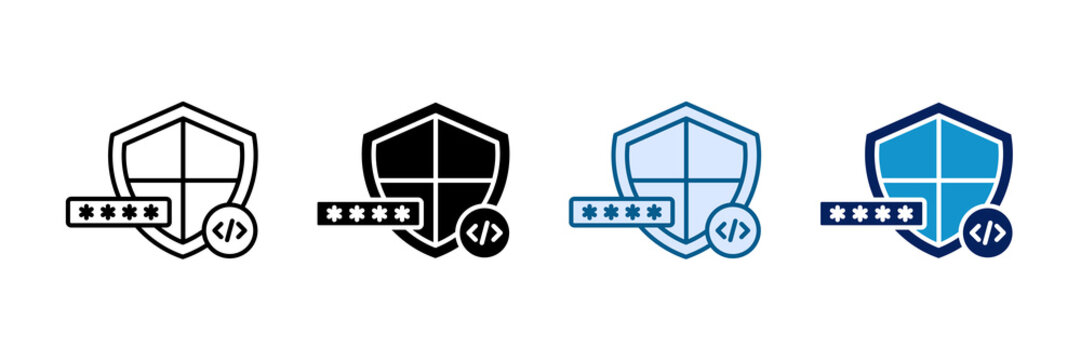 Secure Code Icon Set Multiple Style Collection