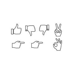 Fototapeta premium Set of line art hand gesture icons