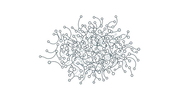 Abstract curved line node network cluster vector tech digital data graphic