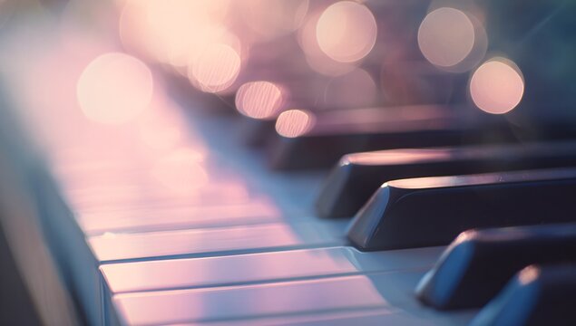 Close Up of Black and White Piano Keys Highlighted