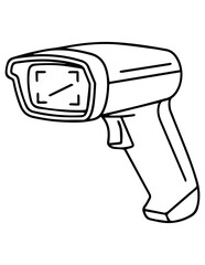 Barcode scanner icon outline a handheld device for reading barcodes line art point of sale handheld technology electronic equipment illustration commerce business © Foysal