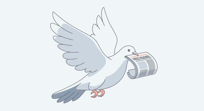 World Press Freedom Day A white dove delivers news, symbolizing free expression and the universal right to independent, truthful information