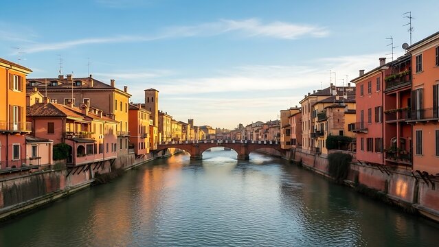 Idyllic Canal Scene in Treviso, Italy - A Picturesque View.