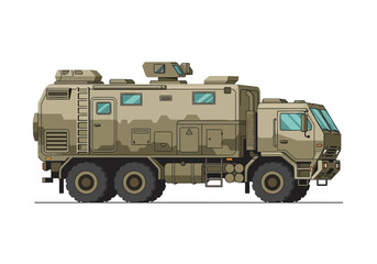 Obraz premium Armored Military Truck Vehicle with Machine Gun Mount.