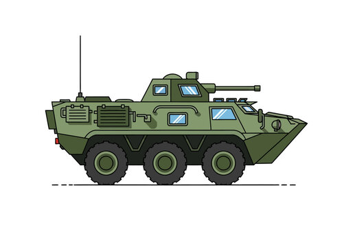 Modern Armored Personnel Carrier Military Vehicle Illustration.