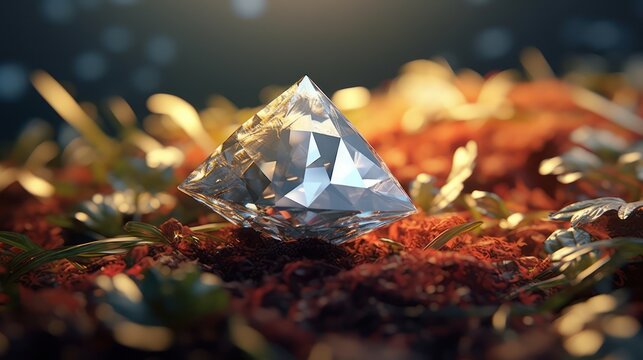 Discover a hidden treasure reflecting the golden glow of an enchanted forest floor.